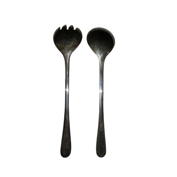 Vintage Salad Serving Utensils Used Silverplated Made in Italy Two Piece Spoon F - Picture 4 of 8